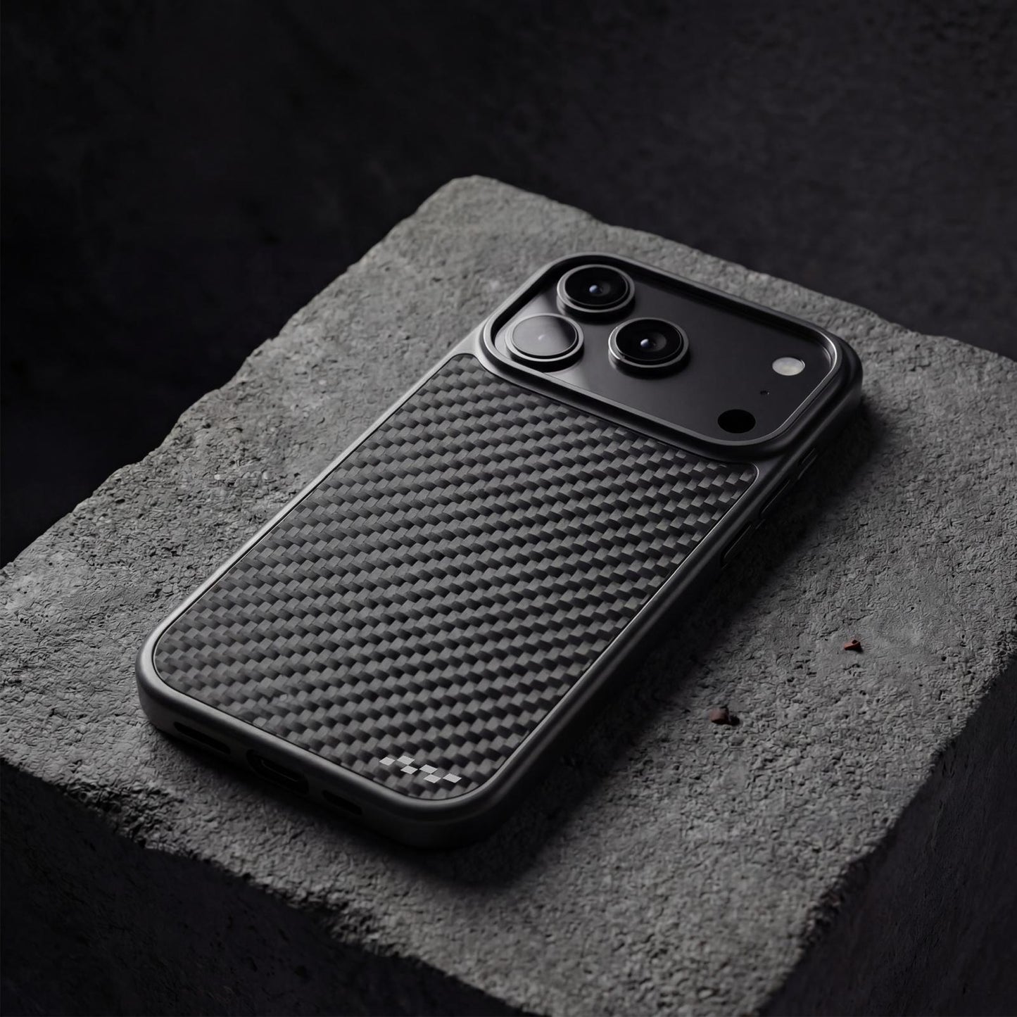 Rydercases real carbon fiber iPhone case top view subtle flag micro logo