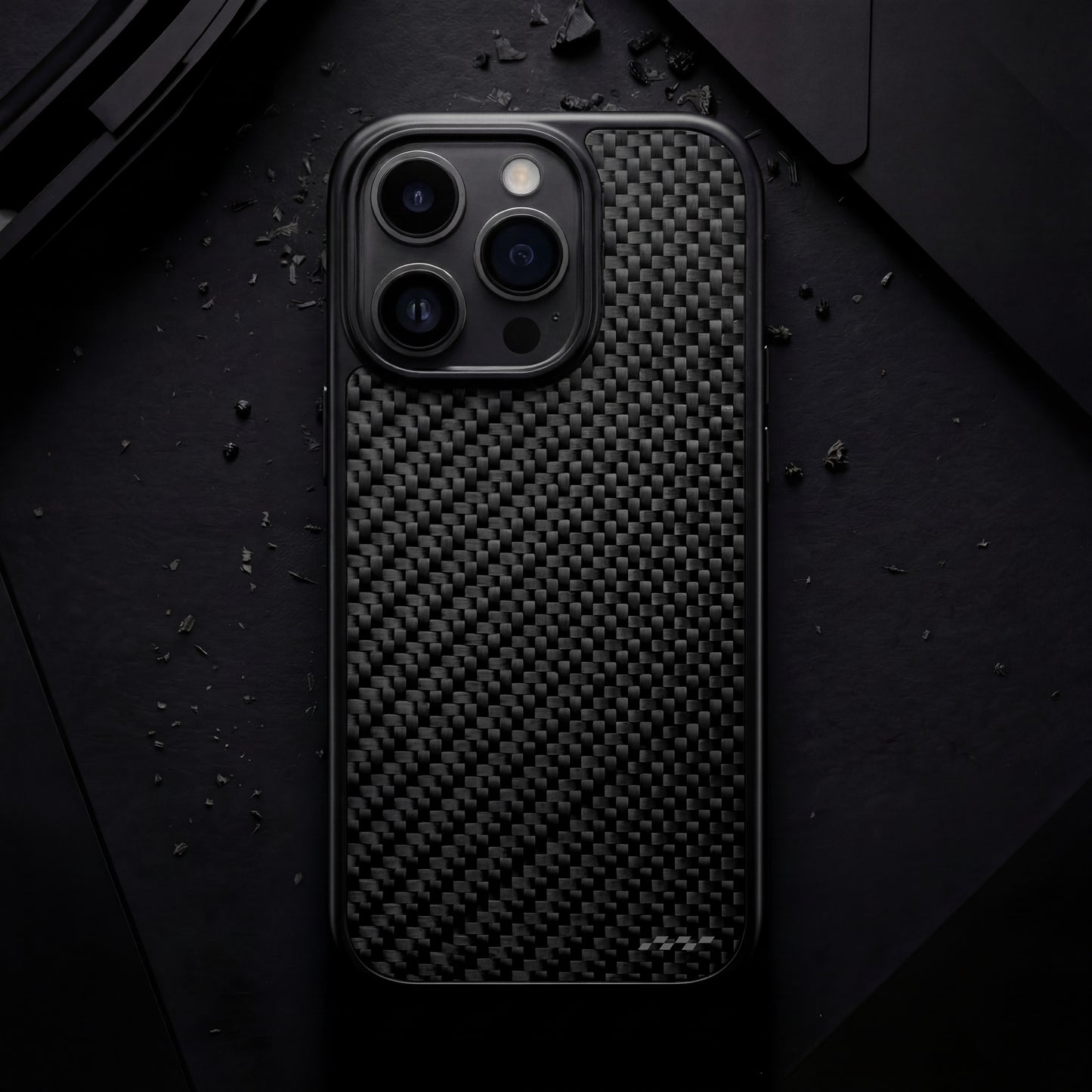 Rydercases real carbon fiber iPhone 15 Pro and Pro Max case front view variant image